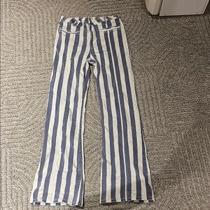 We The Free Blue and White Striped Flare Jeans